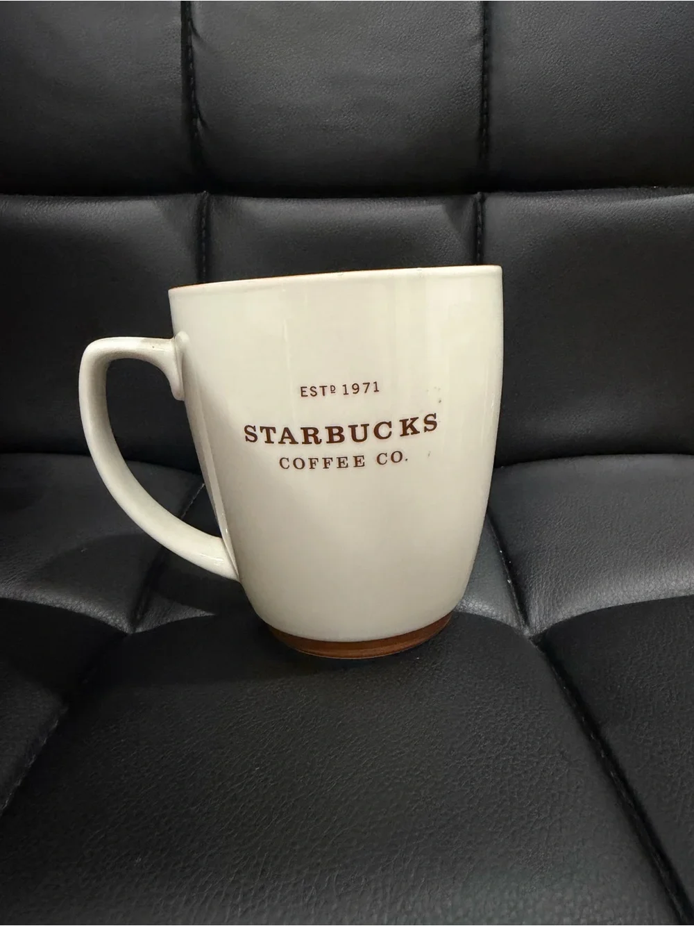 2008 Starbucks Est# 1971 Coffee Company Mug, White with Brown Trim & Lettering